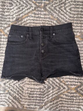 J. Crew Black High-Rise Button-Fly Denim Shorts Sz 25